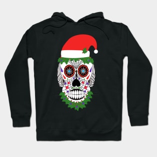 Scary Santa Claus Skeleton Face with Santa hat Hoodie